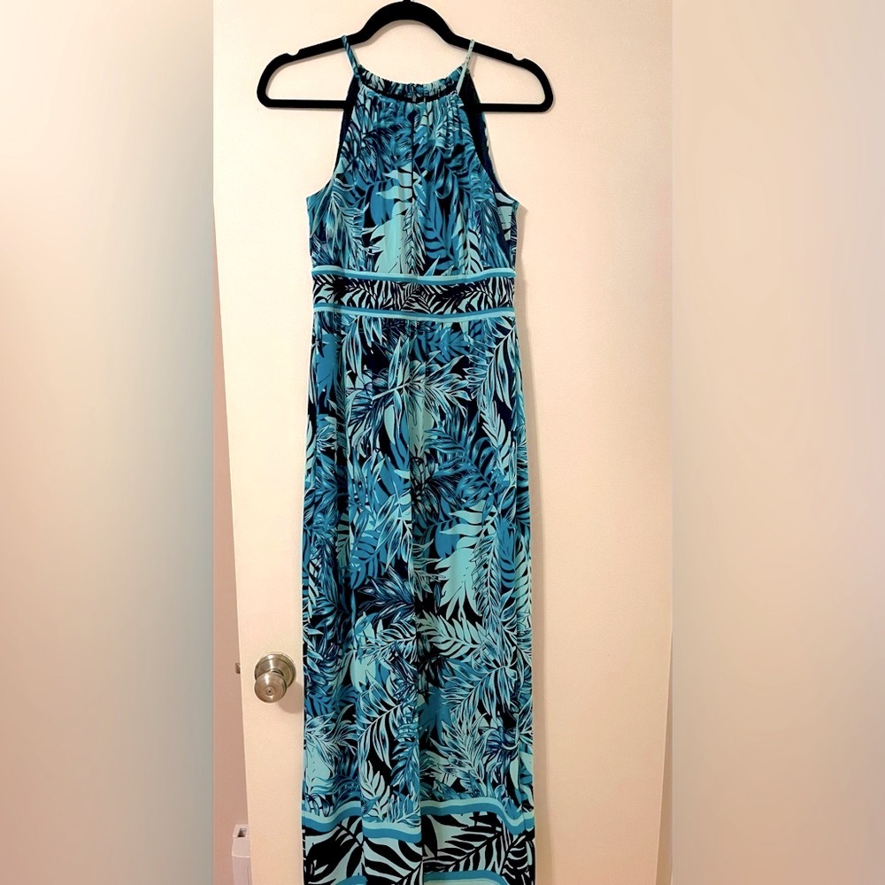 Roz & Ali Tropical Palm Print Maxi Dress